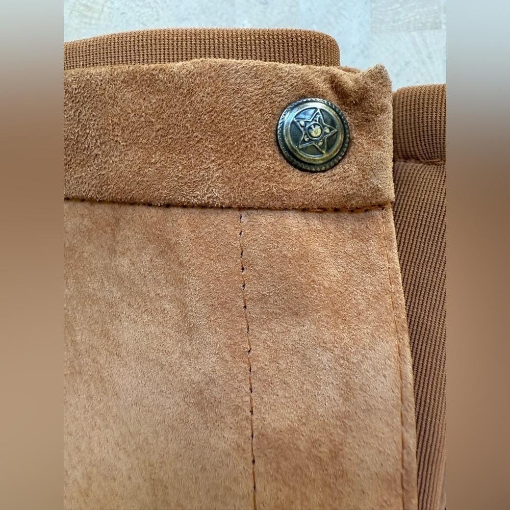 Vintage Retro BB1‎ Country Western Genuine Suede Leather Camel Pants Sz S $198 - Picture 9 of 10